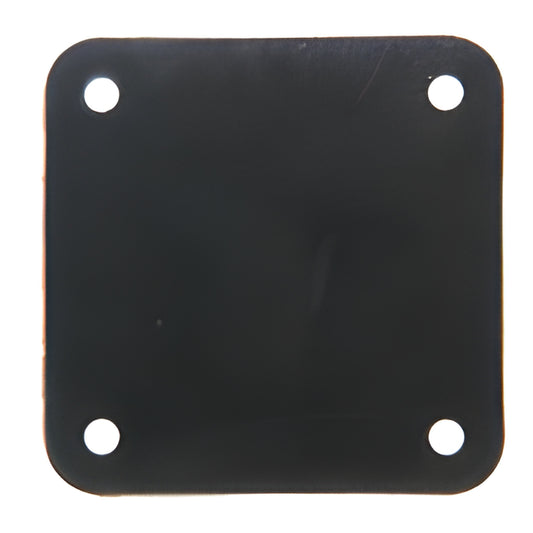 Black 6 6 in rubber moisture barrier gasket for base plates, square with rounded corners and four bolt holes SKU BPG2BL