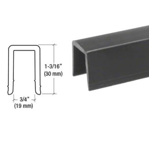 CRL Black Rigid 3/4" U-Channel Cap Rail Vinyl - 120" for secure and stylish glass railing.
