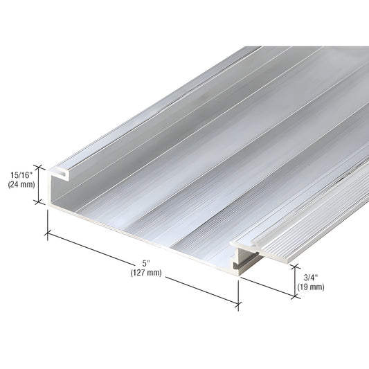 Aluminum mill-finish split-mullion extrusion profile, 5 in wide with 15/16 in and 3/4 in faces - SKU CW25099.
