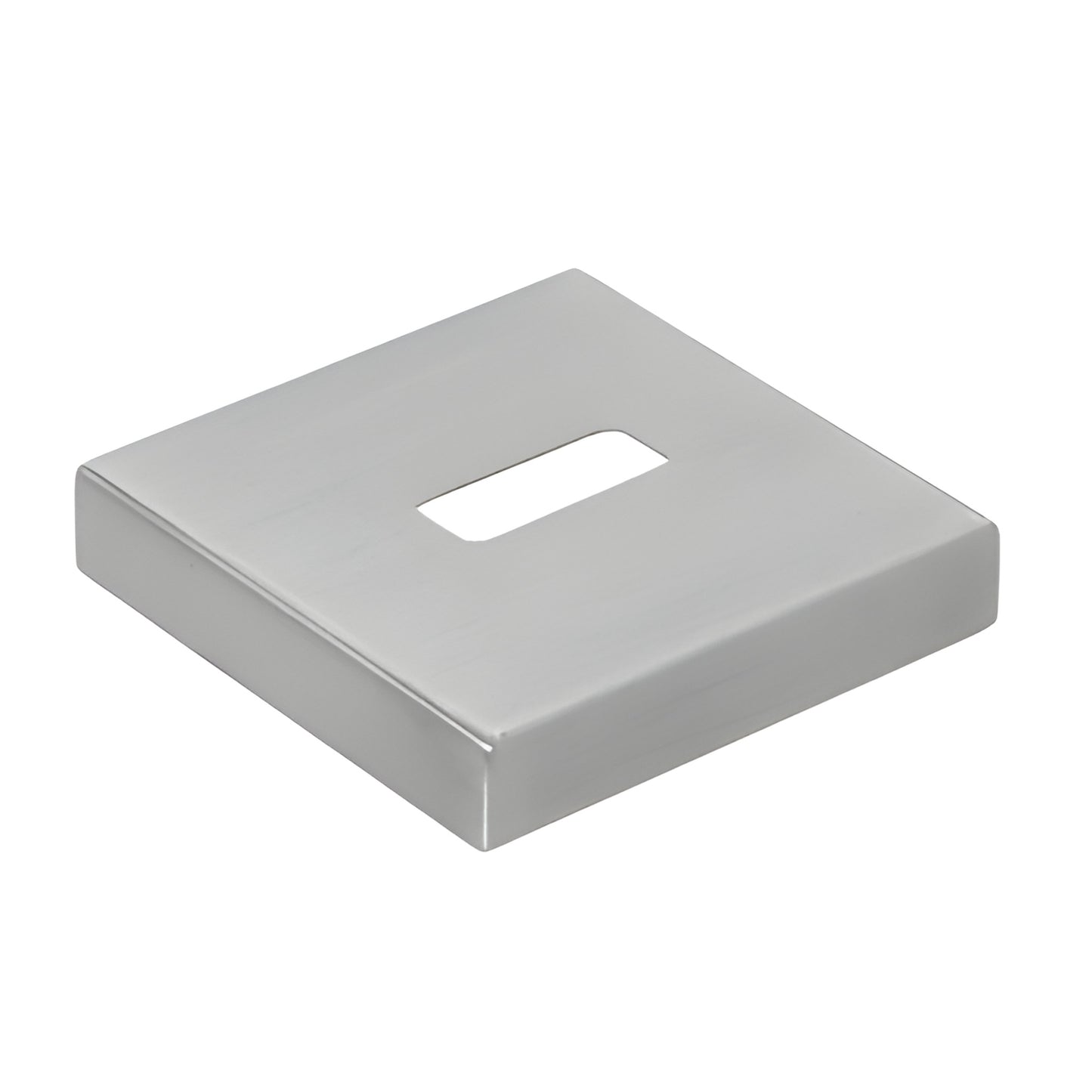 CR17SPCBS brushed stainless steel square base flange cover for P3 posts, 1 in tall, snaps over base plate to conceal anchor b