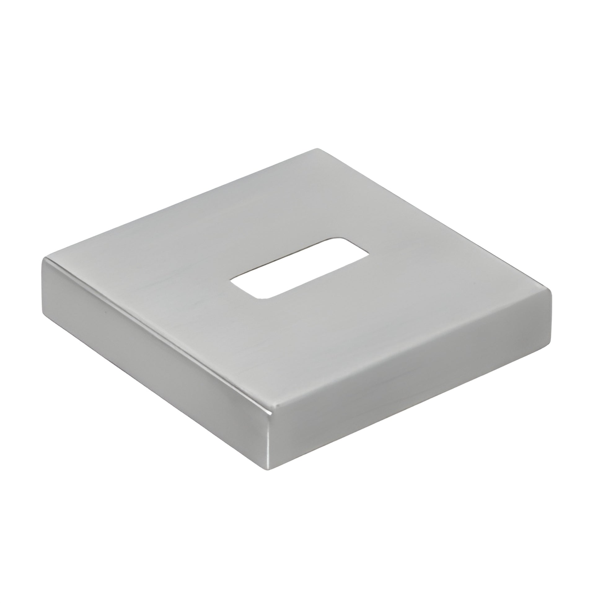 CR17SPCBS brushed stainless steel square base flange cover for P3 posts, 1 in tall, snaps over base plate to conceal anchor b