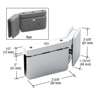 CRL Polished Chrome 135° Right-Hand Prima Glass Door Hinge w/ U-Clamp