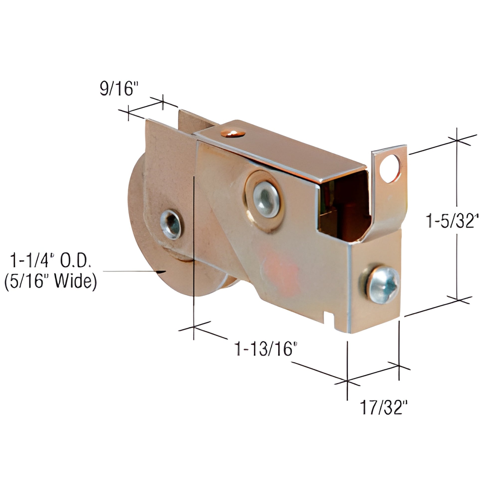 D1906 CRL sliding glass door adjustable steel roller assembly, single 1-1/4" concave wheel and 1-5/32" housing.