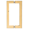 French gold square corner tubular brass glass door pull, 8" center to center, back to back (SKU SQ8X8FG)