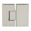 V1E580BN brushed nickel squared Vienna glass-to-glass shower hinge for 3/8-1/2" glass, solid brass, self-centering