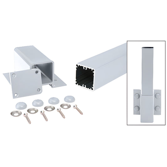 Clear anodized aluminum 48 in. fascia post kit (FP48KCA) with base plate, post cap, screws, washers and bolt covers