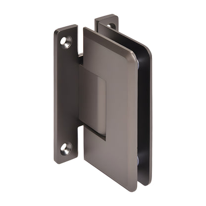 Matte gun metal Cologne shower door hinge, solid brass, wall-mount "H" back plate, fits 3/8-1/2" tempered glass
