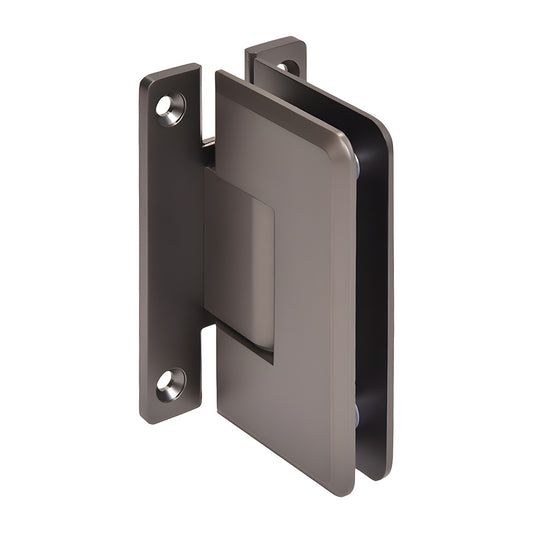 Matte gun metal Cologne shower door hinge, solid brass, wall-mount "H" back plate, fits 3/8-1/2" tempered glass