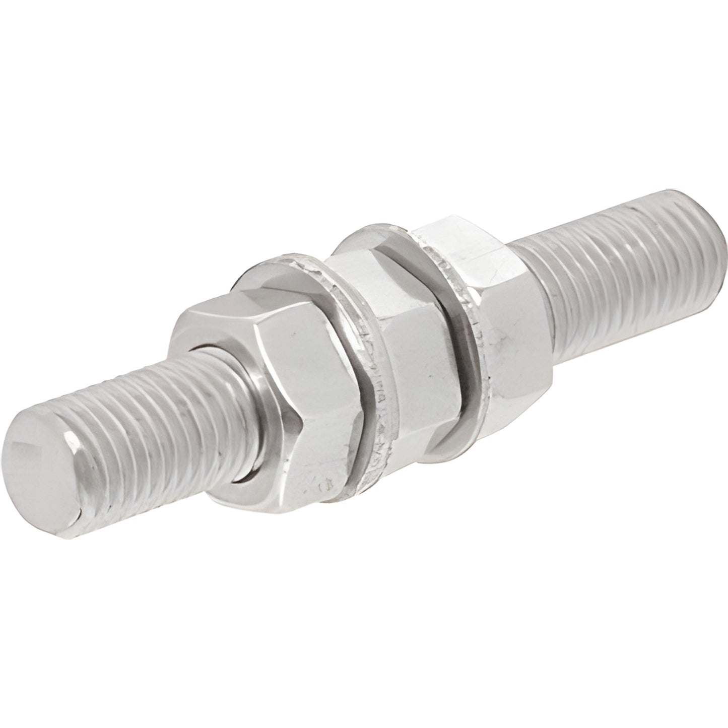 Stainless steel M16-2.0 x 99.5 mm replacement stud with nuts and washers for spider glass fittings, SKU M16SET.