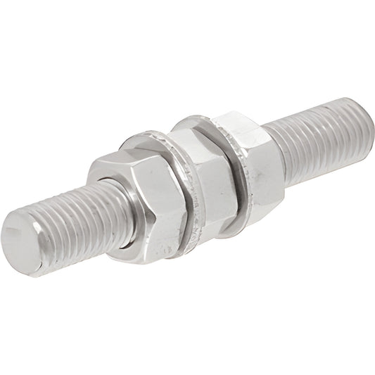 Stainless steel M16-2.0 x 99.5 mm replacement stud with nuts and washers for spider glass fittings, SKU M16SET.