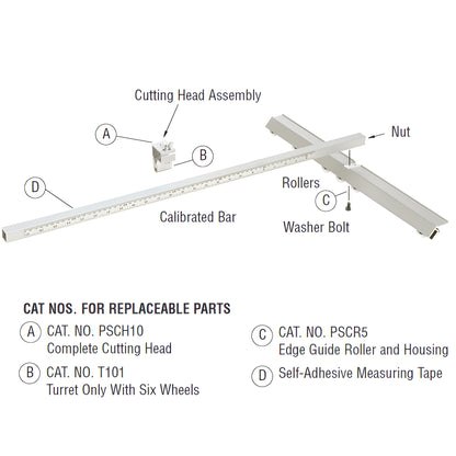 PSC200 CRL 24" aluminum production glass cutter with adjustable arm, roller guide and six-wheel carbide cutting head
