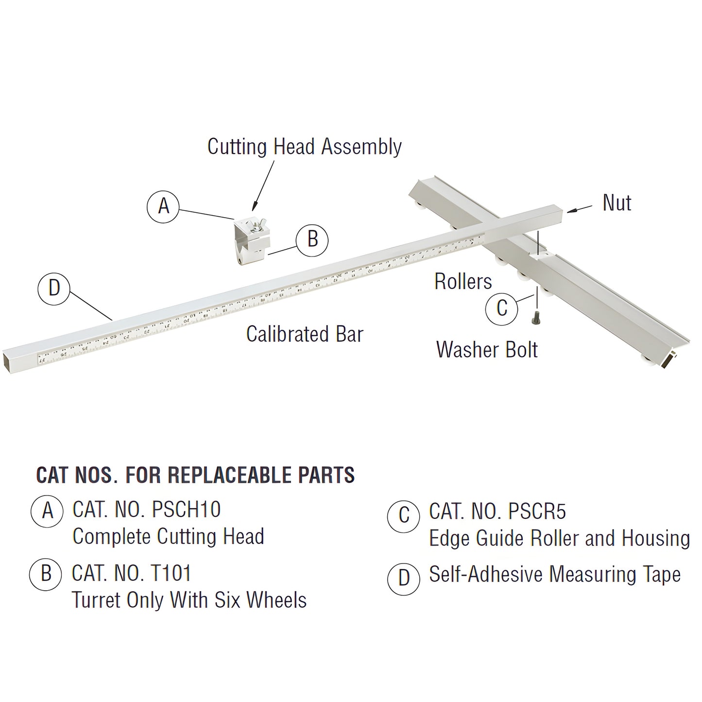 CRL PSC400 48" aluminum production glass cutter with adjustable arm, straightedge rail and multi-wheel carbide cutting head