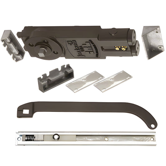 CRL Jackson 21201P31301 overhead concealed door closer kit, P-offset slide-arm, dark bronze, aluminum parts