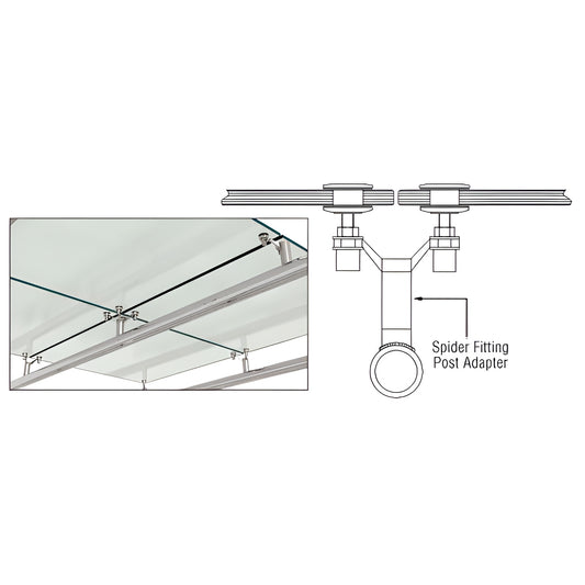 Weld-on stainless spider fitting post adapter (fits round or flat posts), 1-1/2 and 2 inch sizes, SKU AMS0B2CPS