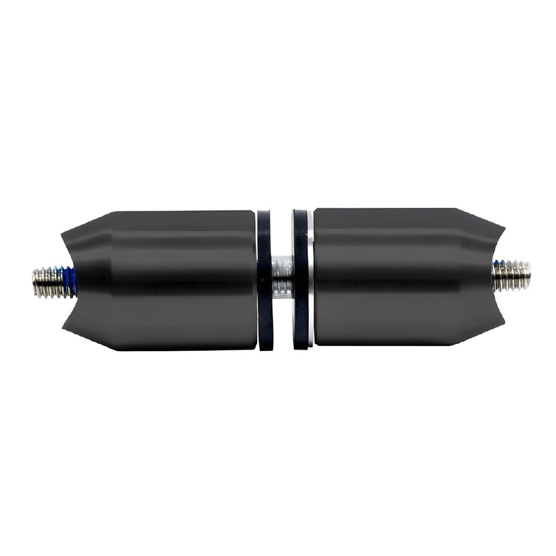 Matte black stainless mid-post pair for extra-long ladder pull handles, with threaded studs - SKU LPMPMBL