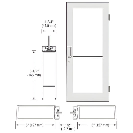 DC51552 white Kynar custom wide-stile commercial entrance door with glass panel, push/pull and keyed-alike lock