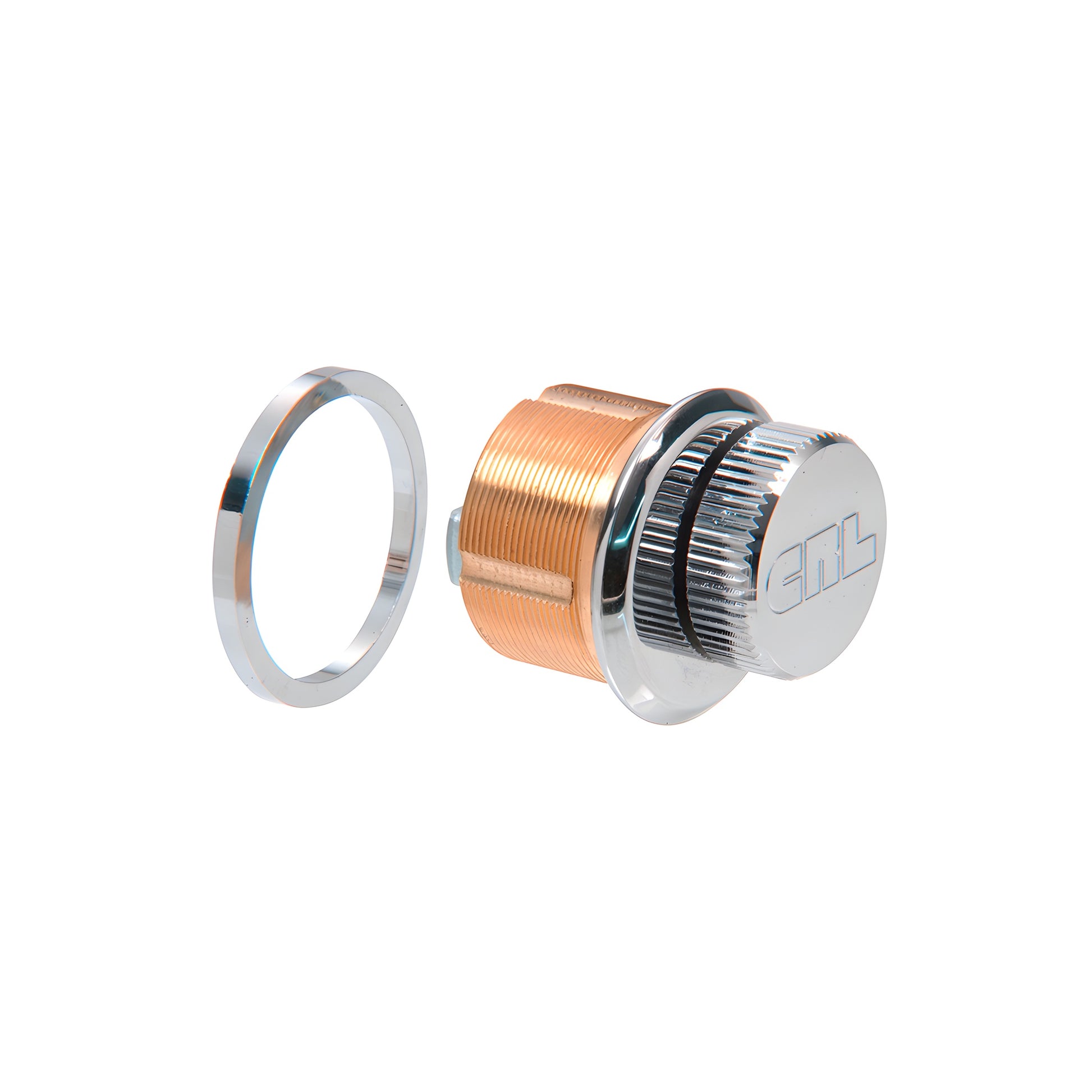 DRA22PS low-profile mortise cylinder and thumbturn - brass body with polished stainless steel face ring