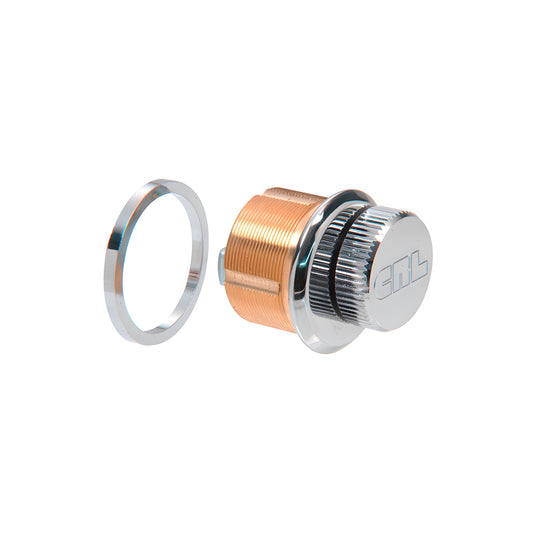 DRA22PS low-profile mortise cylinder and thumbturn - brass body with polished stainless steel face ring
