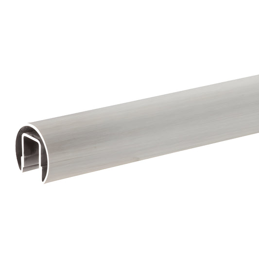 GR207BS brushed stainless steel 2 in round cap rail with internal channel for glass railing, 120 in length