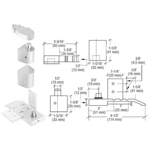 CRL Aluminum Offset Left Hand Pivot Set with 1/8" Recess for Door Installation