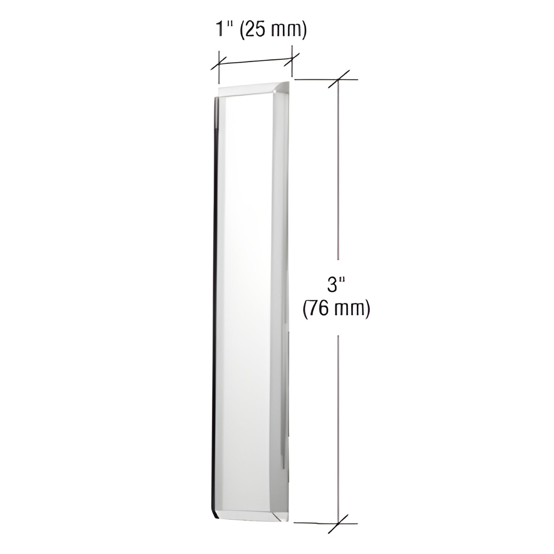 Clear acrylic mirror finger pull, 3 in x 1 in, self-adhesive low-profile pull for sliding mirror doors