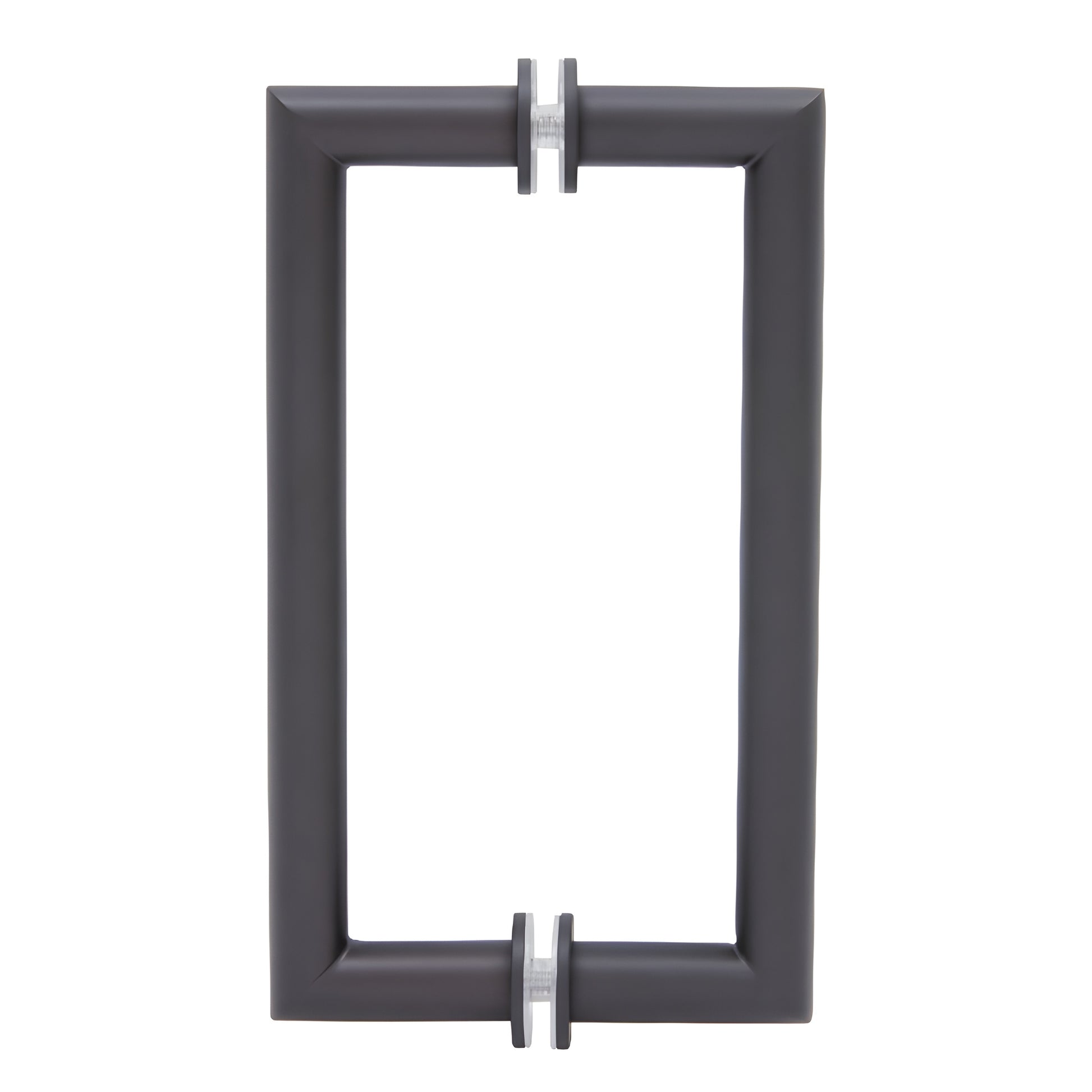 MT8X80RB oil-rubbed bronze square mitered back-to-back glass pull handle (brass tubular, 3/4in, 8in C-to-C)