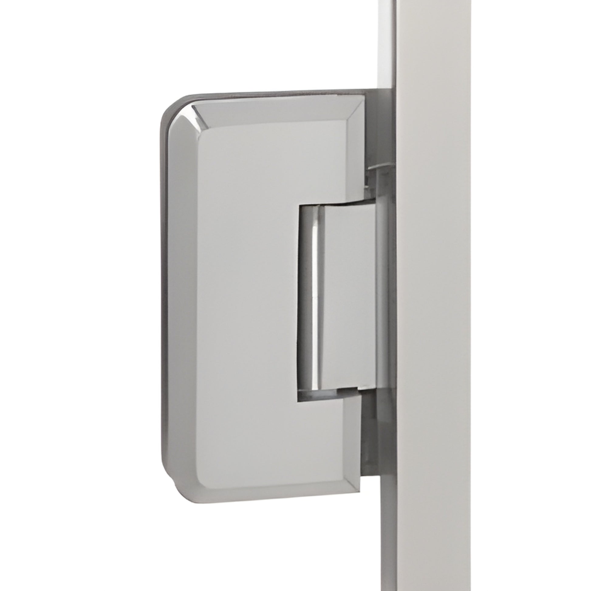 Brushed nickel jamb-mounted shower hinge (P1N03372BN), beveled style on 72" jamb for 5/16-3/8" glass