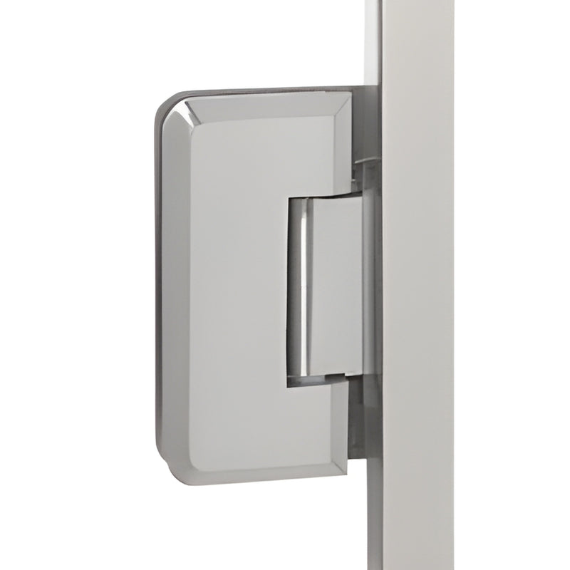 Brushed nickel jamb-mounted shower hinge (P1N03372BN), beveled style on 72" jamb for 5/16-3/8" glass