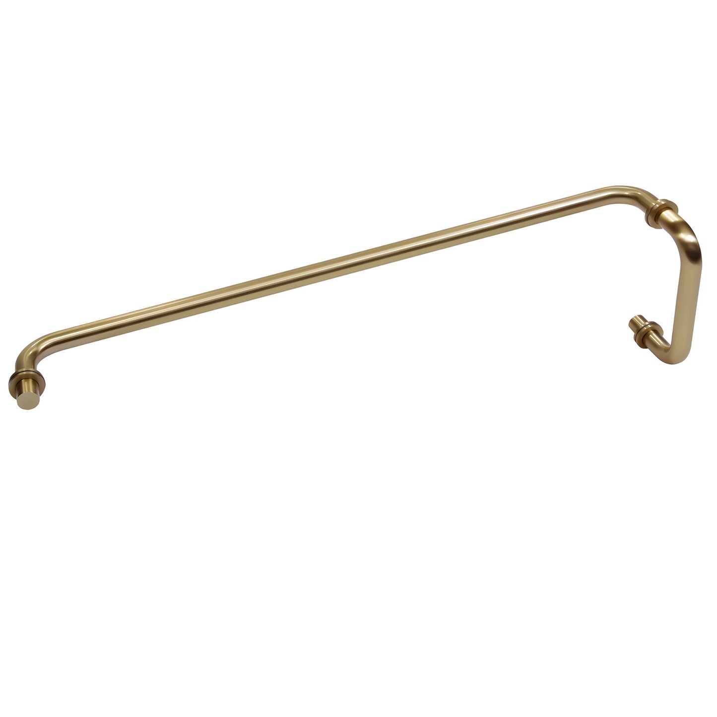 Brushed bronze brass glass-mounted towel bar and pull set (6" pull, 24" towel bar) for 1/4-1/2" glass.