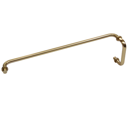 Brushed bronze brass glass-mounted towel bar and pull set (6" pull, 24" towel bar) for 1/4-1/2" glass.