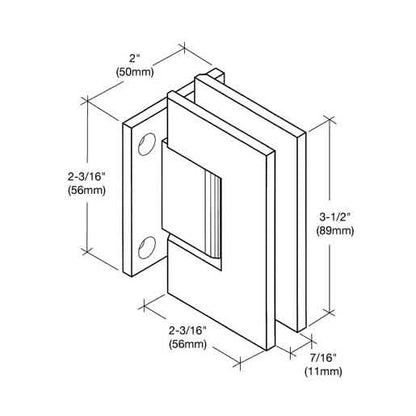 CRL Satin Brass Geneva 074 Wall Mount Hinge with Short Back Plate for Shower Doors