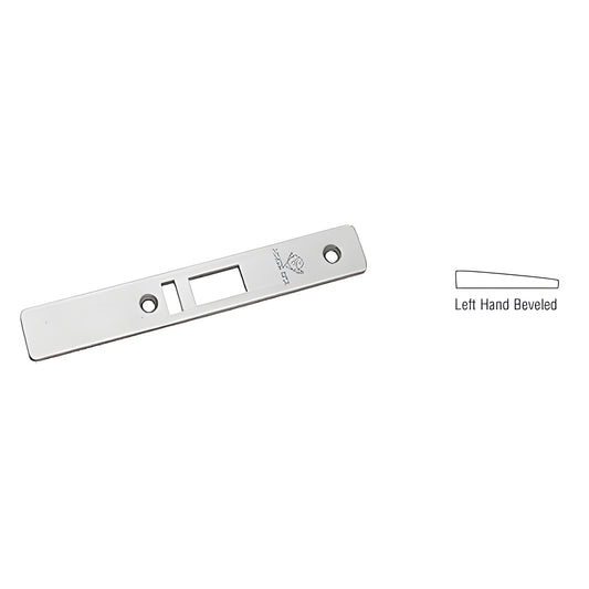 Aluminum beveled left-hand faceplate for AR4513 deadlatch, 1" x 6-7/8" (SKU 452220AL)