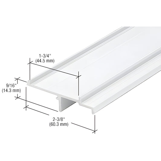 White Kynar aluminum extrusion profile (SKU 1G14752) with T shape channel, dimensions 1 3/4", 9/16", 2 3/8".