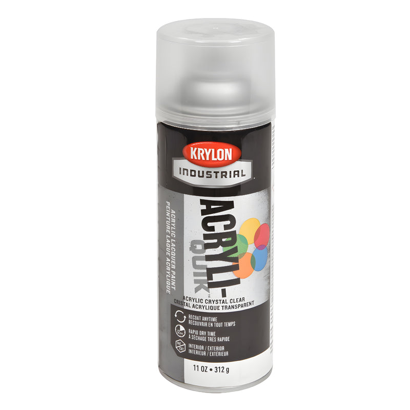 Krylon Industrial acrylic crystal clear spray paint can KP1301, clear cap, 11 oz.