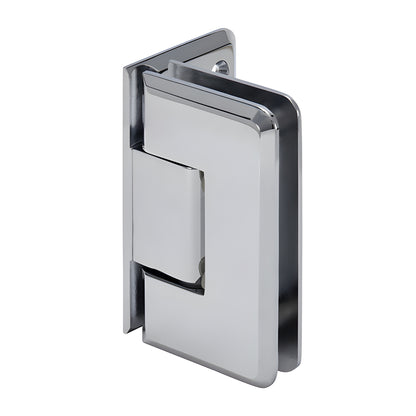 Polished chrome solid-brass Cologne shower hinge, beveled offset back plate, fits 3/8-1/2" glass, 5 preset (SKU C0L544CH)
