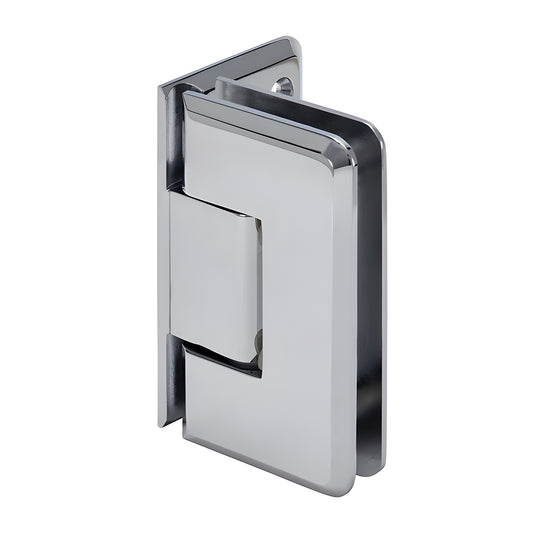 Polished chrome solid-brass Cologne shower hinge, beveled offset back plate, fits 3/8-1/2" glass, 5 preset (SKU C0L544CH)