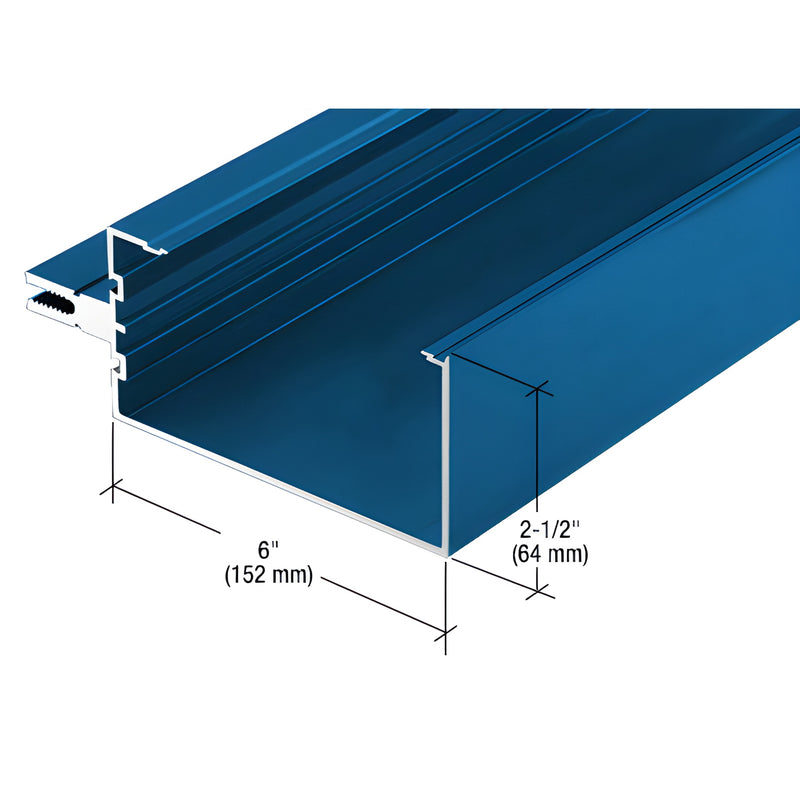 Blue custom Kynar 6063 T5 aluminum extrusion profile, 6" wide 21 2" high (152 64 mm) - SKU BW46471