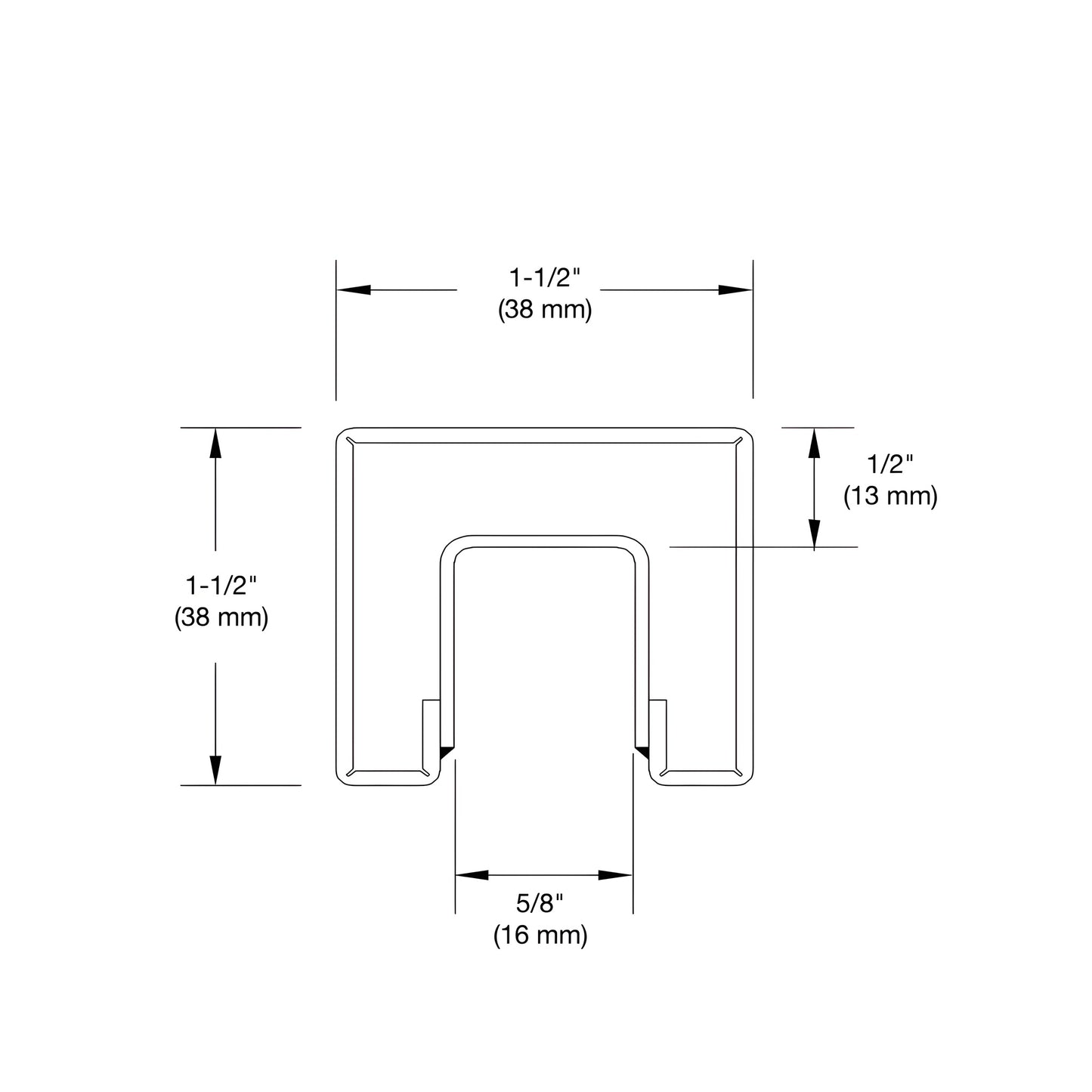 GRSC15BS brushed stainless steel 1-1/2" square cap rail for 1/2" (12mm) glass balustrades, 120" length