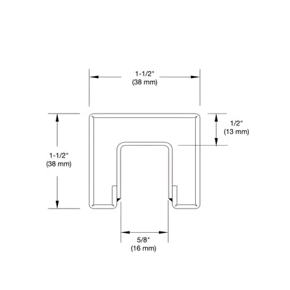 GRSC15BS brushed stainless steel 1-1/2" square cap rail for 1/2" (12mm) glass balustrades, 120" length