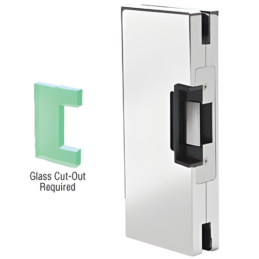 Polished stainless steel 4x10 center lock glass keeper (DLEL410PS), accepts 1/2" glass for 4x10 center locks.