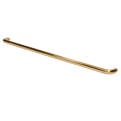 Polished brass 1 in diameter single-sided door pull, 33 in center-to-center. SKU M165333