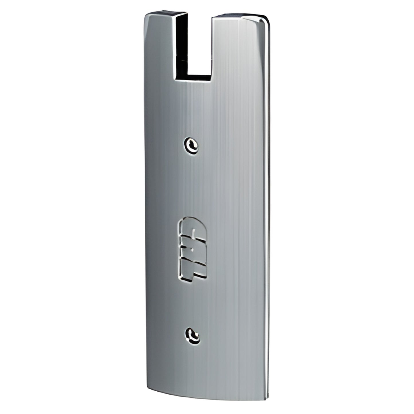 Brushed stainless steel CRL wedge-lock door rail end cap, 6" tall, for 3/4" (19 mm) glass - SKU DREC6SBS34