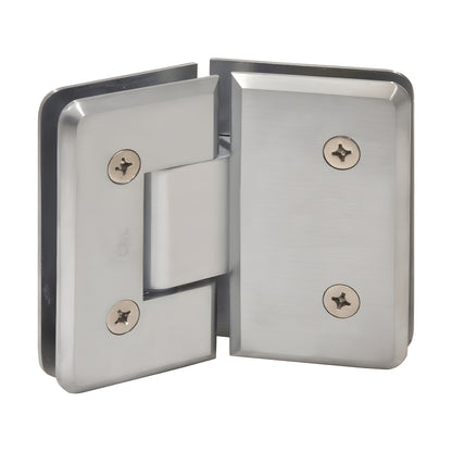 Brushed chrome beveled 135 glass-to-glass shower hinge, solid brass, fits 3/8-1/2" glass (C0L045BCH)