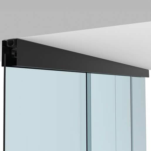 CRL50 Matte Black Bi-Parting Kit with Two Fixed Panels Ceiling Mount - Modern Design