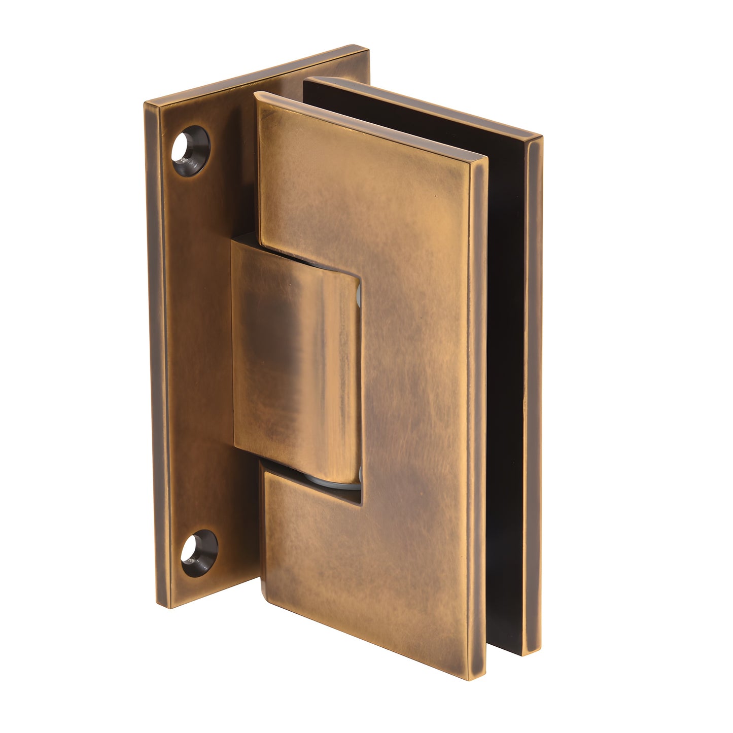 Vienna adjustable shower hinge in vintage brass, solid brass wall mount with back plate - SKU V1E337VBR