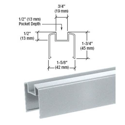 CRL Mill Series Bottom Rail for Glass, 241" Long, Durable Support for 200-400 Series