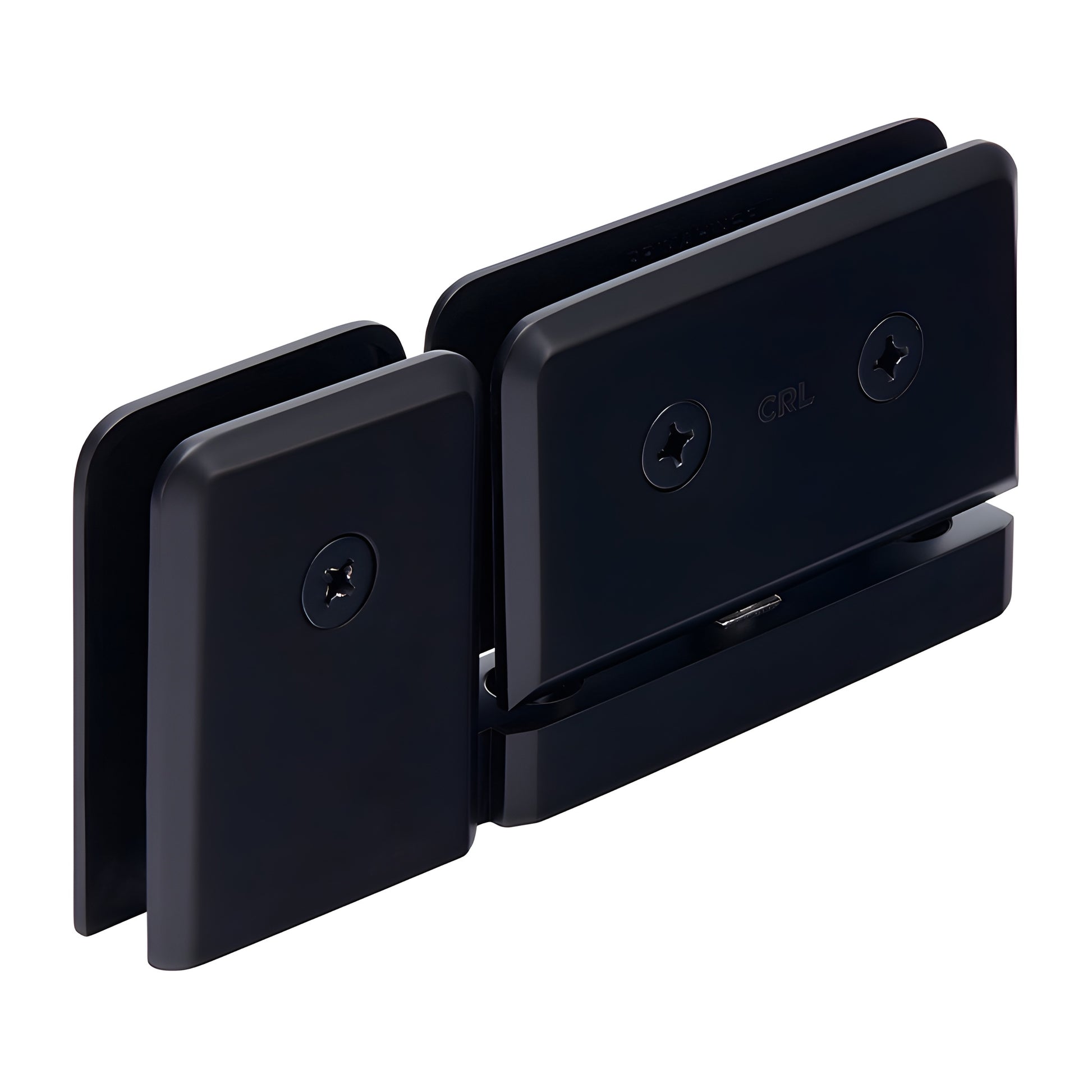 CRL Prima PPH07MBL matte black beveled brass pivot hinge for 8-10mm glass shower doors, floor/ceiling mounting.