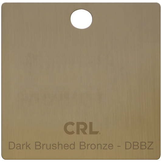 Dark Brushed Bronze brass finish hinge sample chip (CRL CH2PDBBZ) - square swatch with hole and CRL logo.