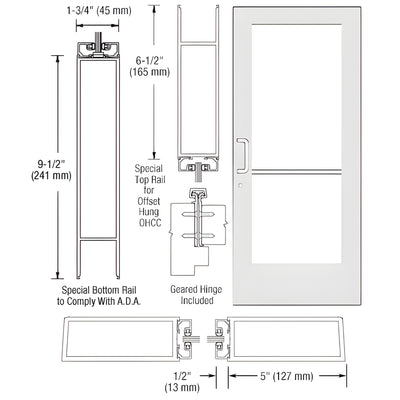 CRL-U.S. Aluminum 550 Wide-Stile White KYNAR® Geared-Hinge Door