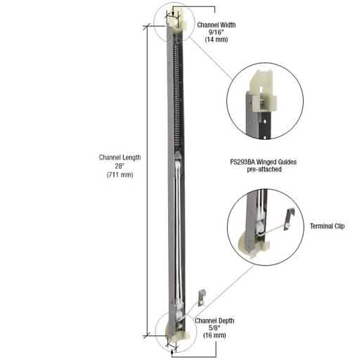 CRL 2740 Window Channel Balance with FS293BA Guides - Durable, high-quality support system